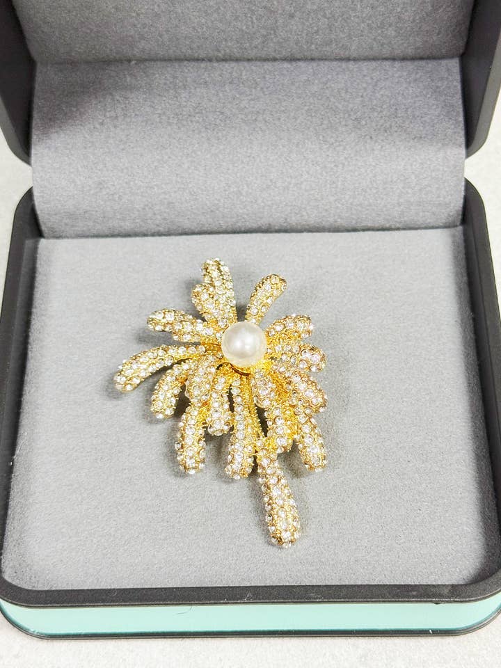 Spilla fuochi d'artificio, spilla d'oro, spilla alla moda, spilla di perle per la vendita all'ingrosso da parte di Happy Dream Gifts