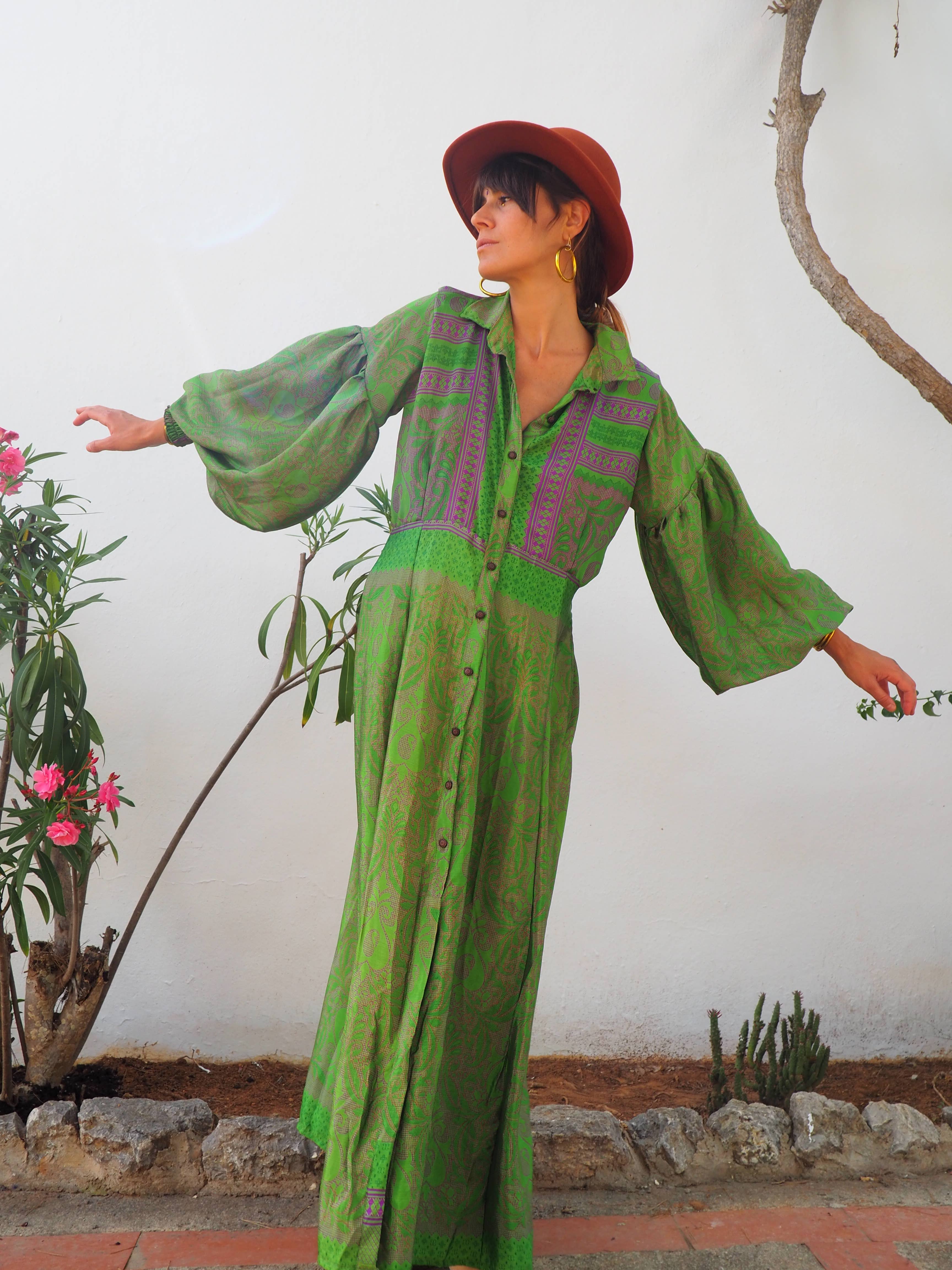 Vagabond Ibiza - Wholesale Dress - Women's - The Lenya Dress– Up-cycled Vintage Sari Dress 11