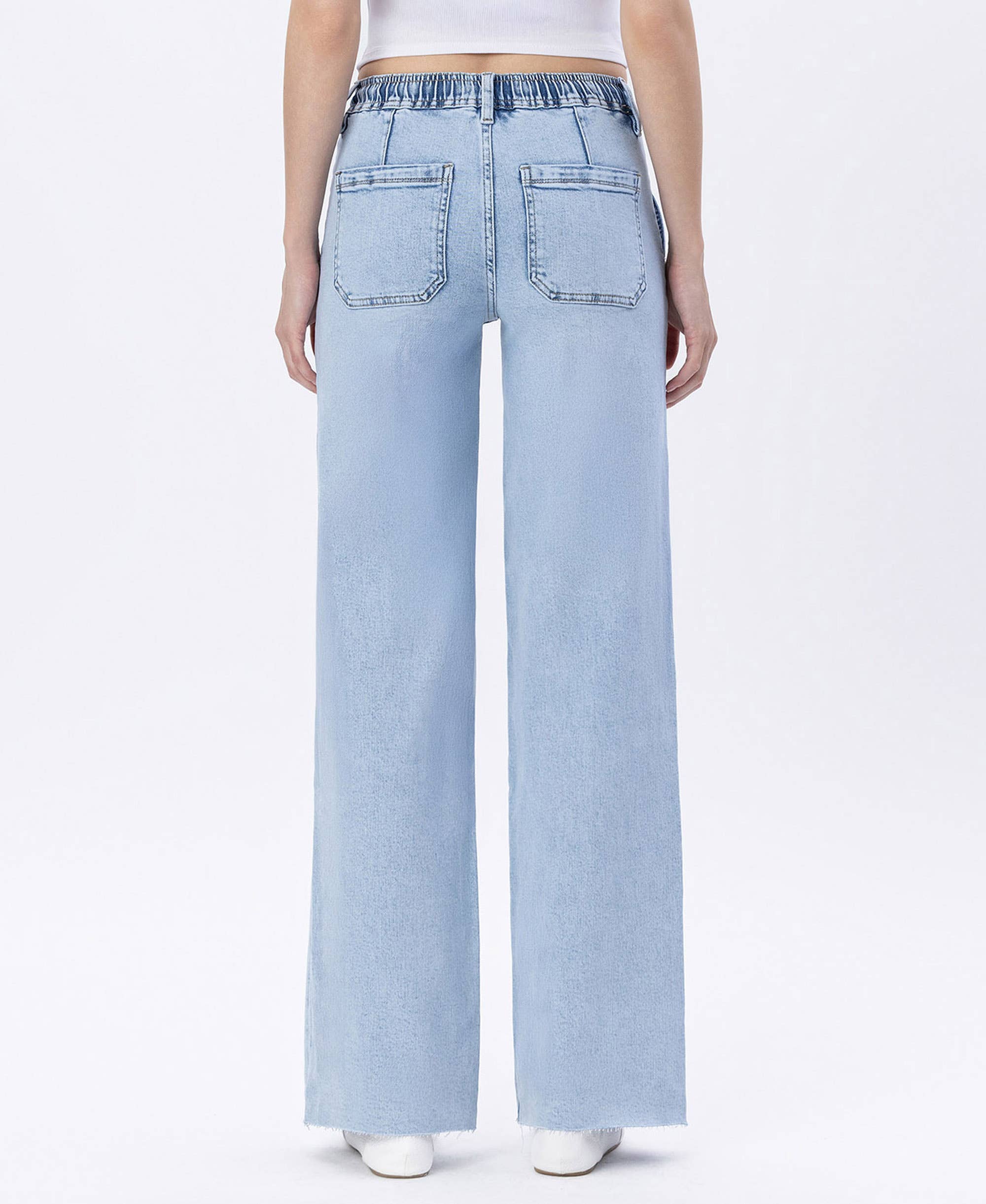 KLART Wide-leg jeans med højt liv og snørelukning i taljen LV1902 for engroshandel på Faire1