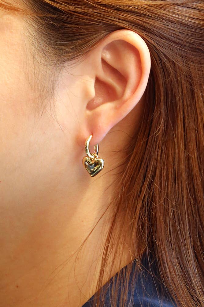 Hana - Wholesale Huggie Earrings - 14K Heart Drop Huggie Earrings4