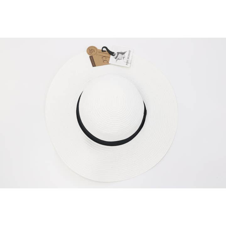 White Floppy Wide Brim Hat with Ponytail Opening ST2027 for wholesale on Faire