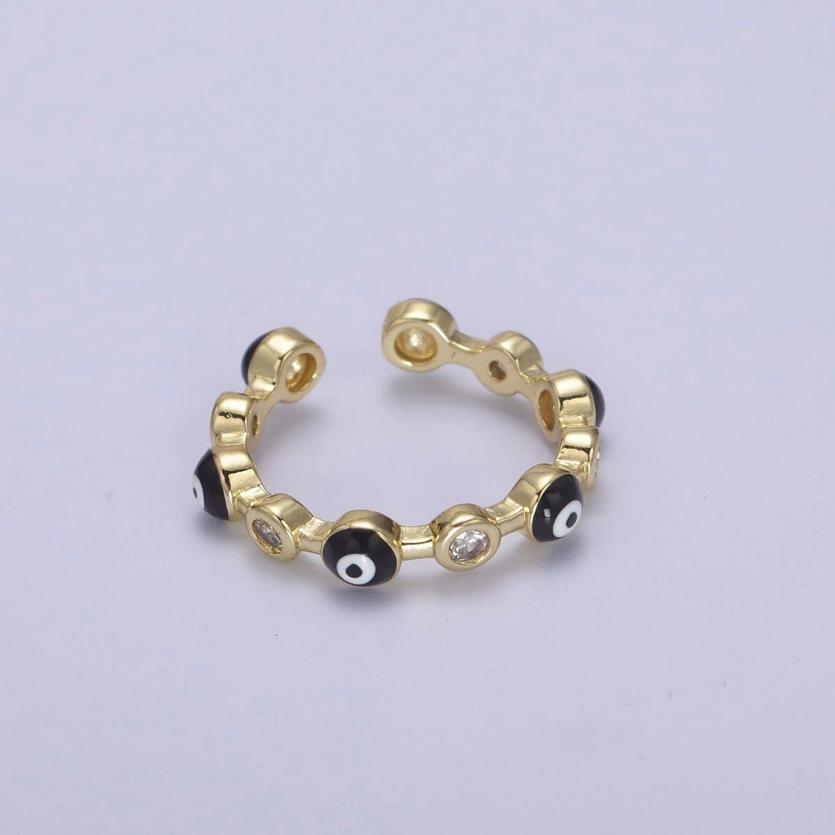 Aim Eternal – Großhandel Mehrsteinige Ringe – Weiß, Türkis, Blau, Schwarz Runder Böser Blick Emaille Klarer CZ Stapelbarer Ring U-073 - U-0763