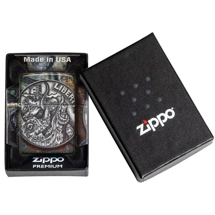 Increíble encendedor Zippo con forma de moneda pirata, de múltiples caras, para venta al por mayor de Lighter King