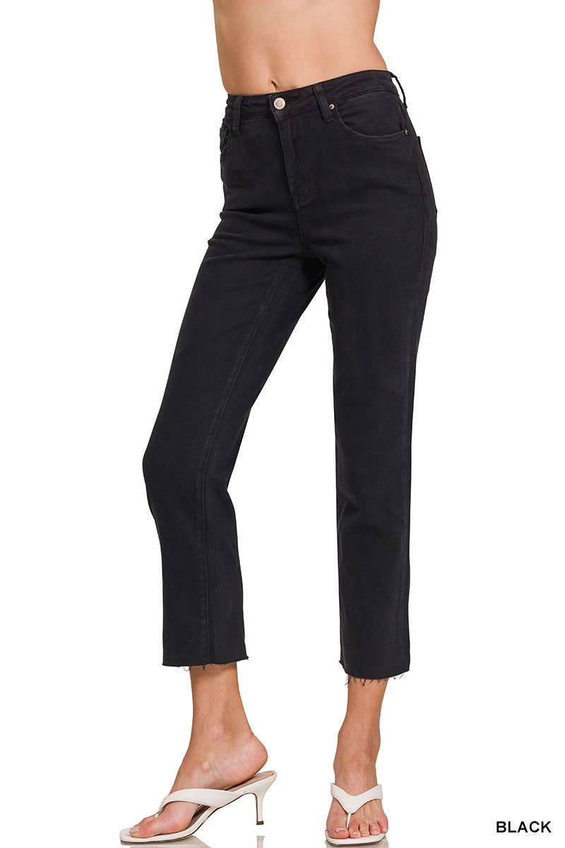 42POPS – wholesale Jeans - Dam – SI-26532 Syra Tvättade Högmidjade Croppade Raka Byxor18