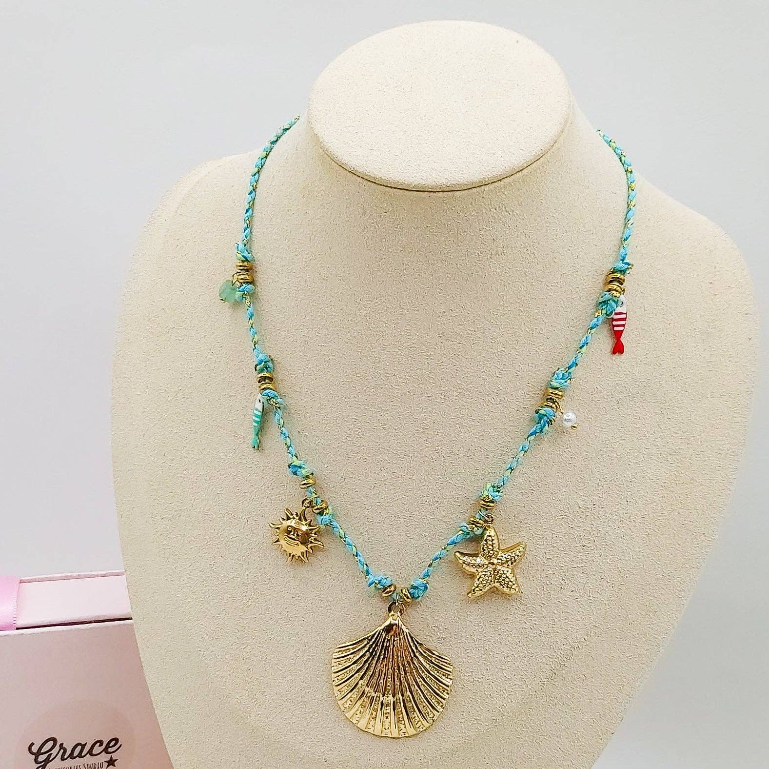 Daemon srls - Wholesale Pendant/Charm Necklace - SHELL COLLANA - ACCIAIO inossidabile - Collana intrecciata con conchiglia e pietre dure5