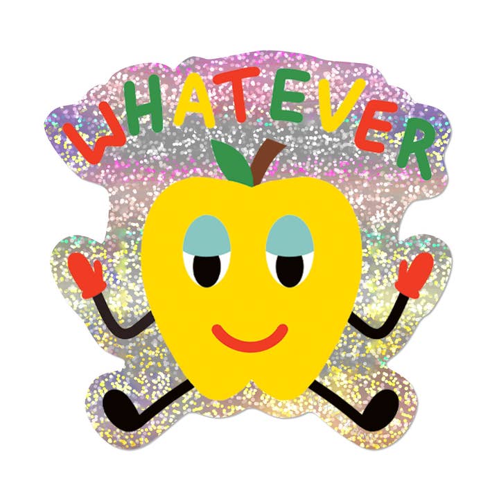 Whatever Apple sticker for wholesale by Red Cap Cards