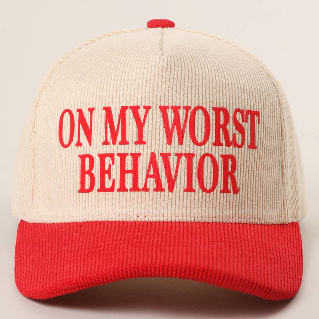 Fashion City - Wholesale Trucker Hat - Unisex - ON MY WORST BEHAVIOR Corduroy Trucker Hat8