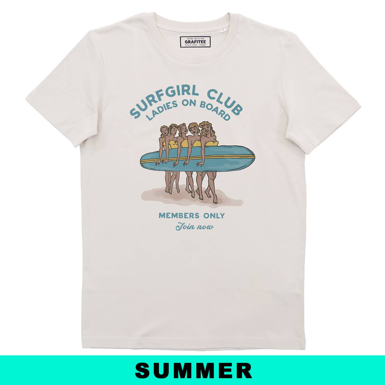 Grafitee - Wholesale Screen Printed T-Shirt - Unisex - Surfgirl Club T-shirt - Summer surf graphic tee0