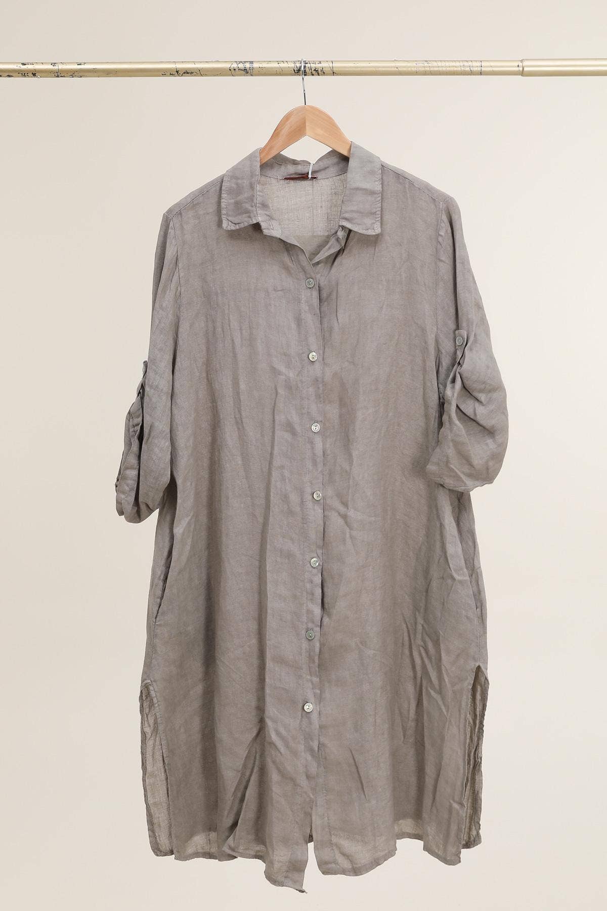 la maison des fibres naturelles - Venta al por mayor Vestido - Mujer - Vestido camisa de lino 100 % con botones, largo medio20