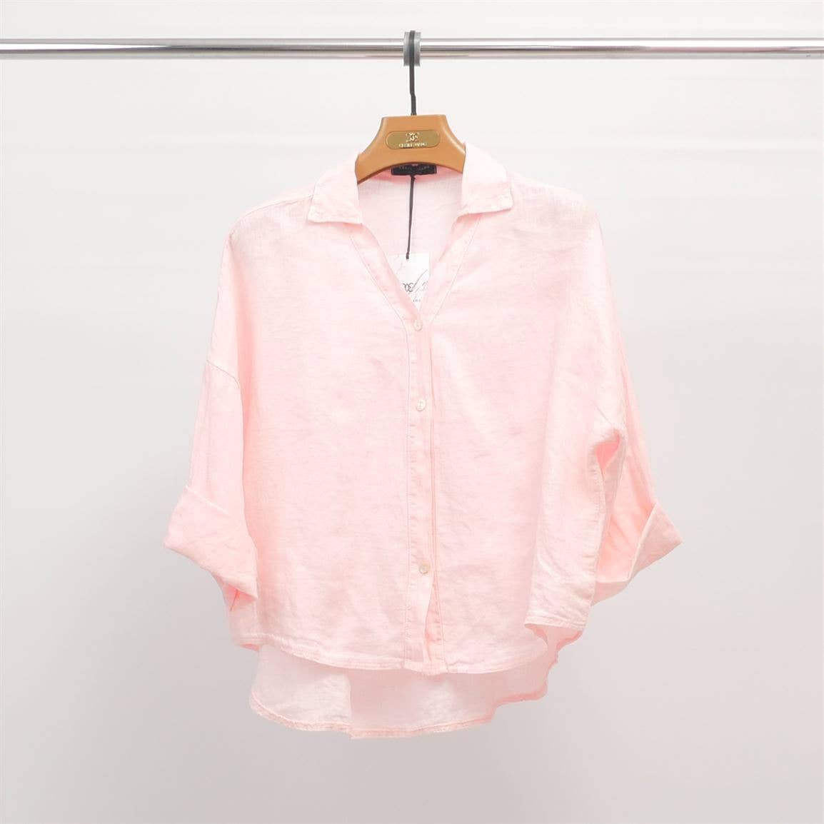 Cecile Wang - Wholesale Button Down Shirt - Women's - Open collar linen shirt YX893039
