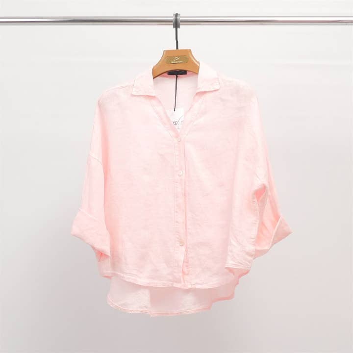 Cecile Wang - Wholesale Button Down Shirt - Women's - Open collar linen shirt YX893039