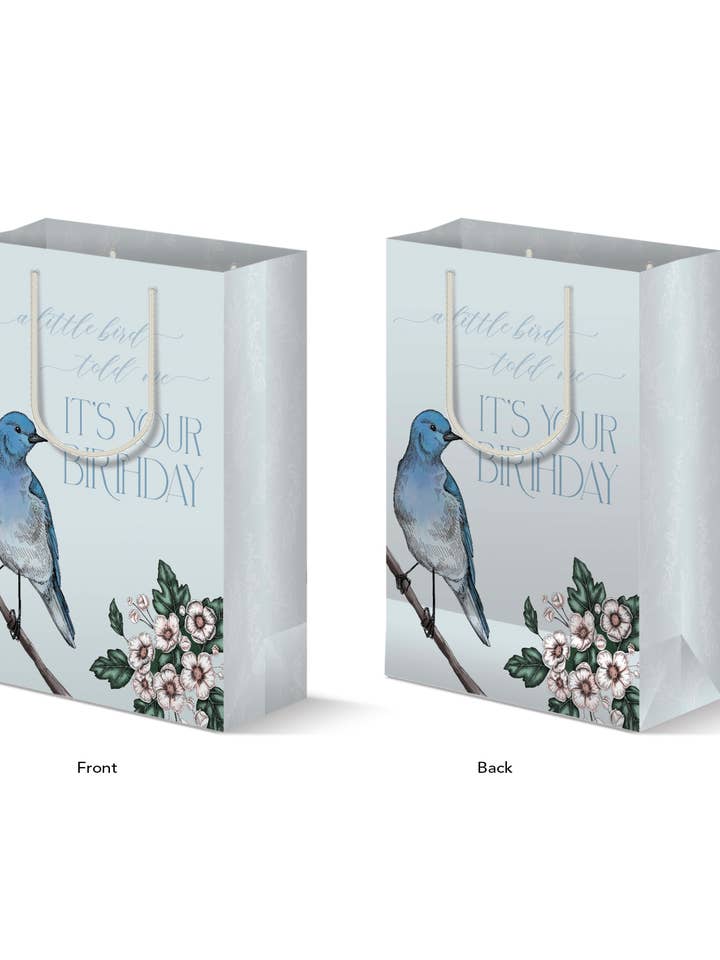 A Little Bird Told Me It's Your Birthday Gift Bag for wholesale by Rust Belt Love Paperie