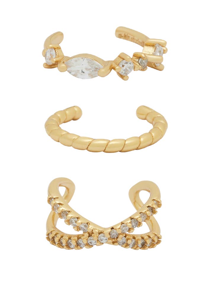 Marjorie Ear Cuffs Sæt - 18K Guld Fyldt for engroshandel hos S-kin Studio Jewelry