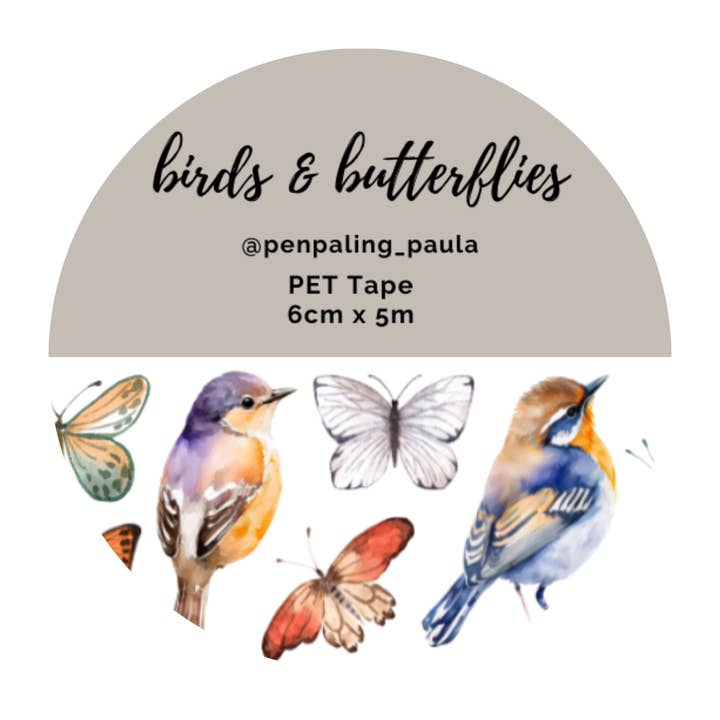 Birds & Butterflies - PET Tape PRE-CUT for wholesale by Penpaling Paula