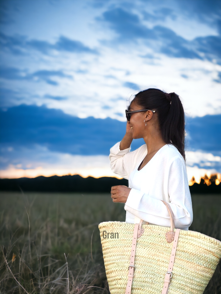 Gran Wholesale - Wholesale Backpack - Women's - Moroccan French Market Basket Bag - Backpack with Leather8