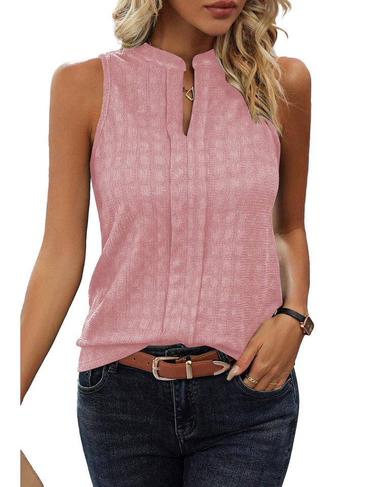PRETTY BASH - Wholesale Tank Top - Women's - Checker Split Neck Tank Top