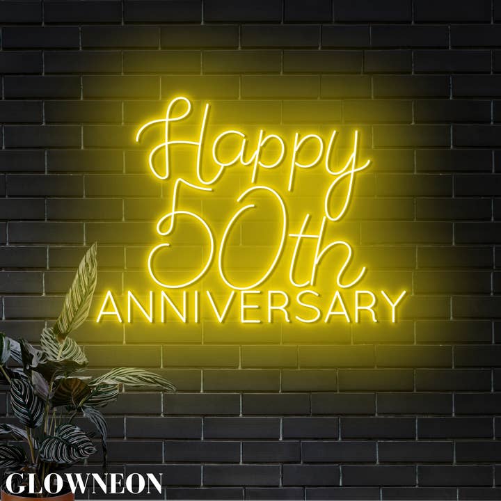 Glow Neon - Wholesale Neon Sign - Happy 50th Anniversary Neon Sign, Wedding Anniversary Decor