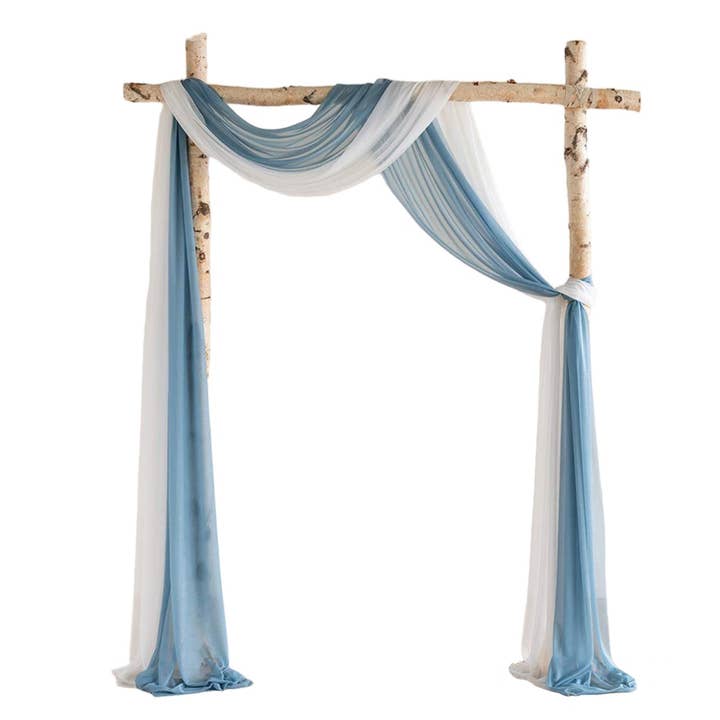 Sun Decorer – wholesale Gardin – Eleganta skira voile bröllopsbåge draperingsgardiner (set om 2)