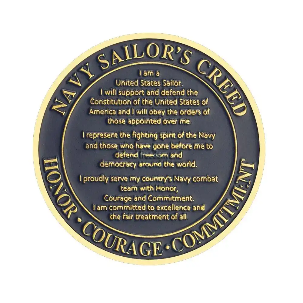 Blinkee.com, LLC - Vendita all'ingrosso Moneta/gettone ricordo - Moneta commemorativa americana Navy Sailors Creed, placcata in oro4