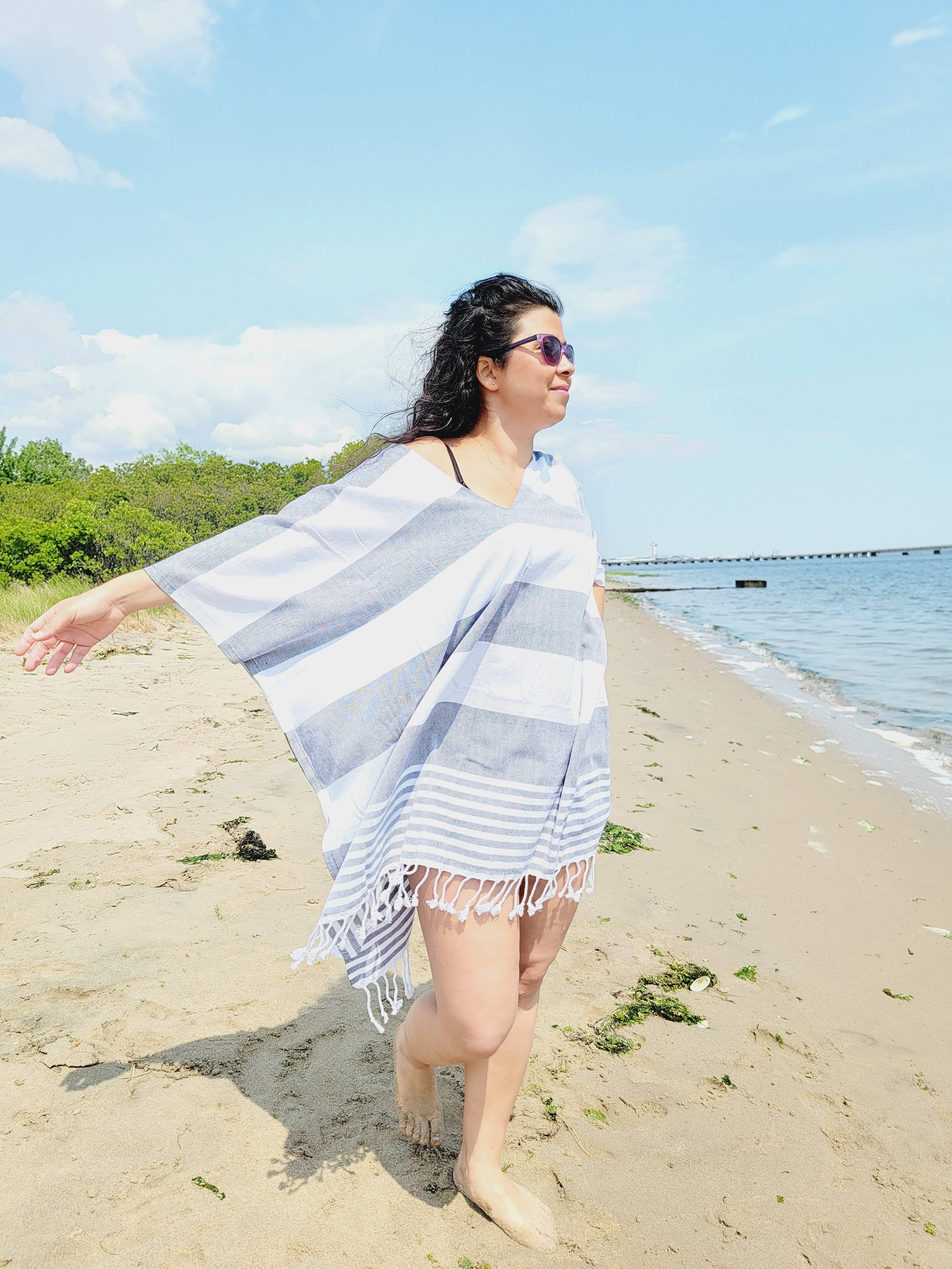 EBRU Home – Engroshandel Strandbadekåbe – Dame – Strand Cover-up, strand kjole, håndlavet kjole med kvast4