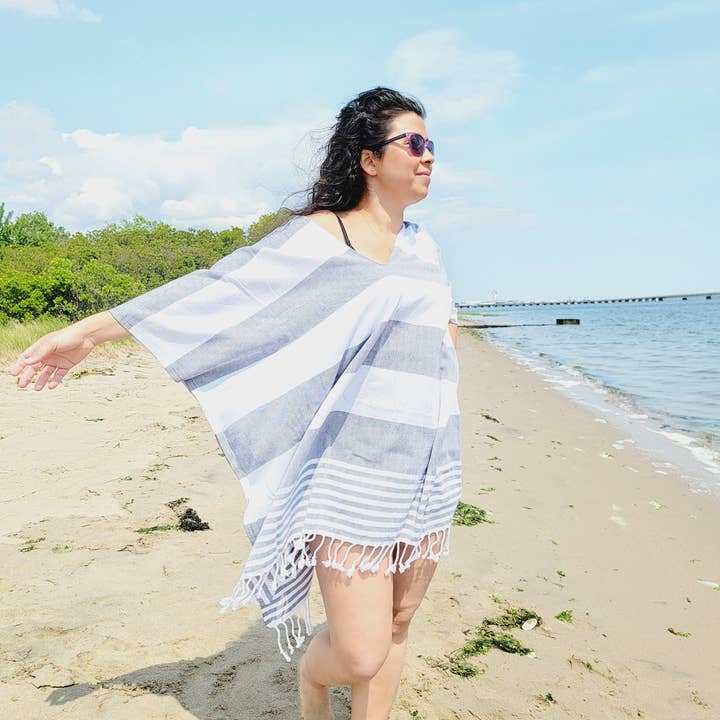 EBRU Home – Engroshandel Strandbadekåbe – Dame – Strand Cover-up, strand kjole, håndlavet kjole med kvast4