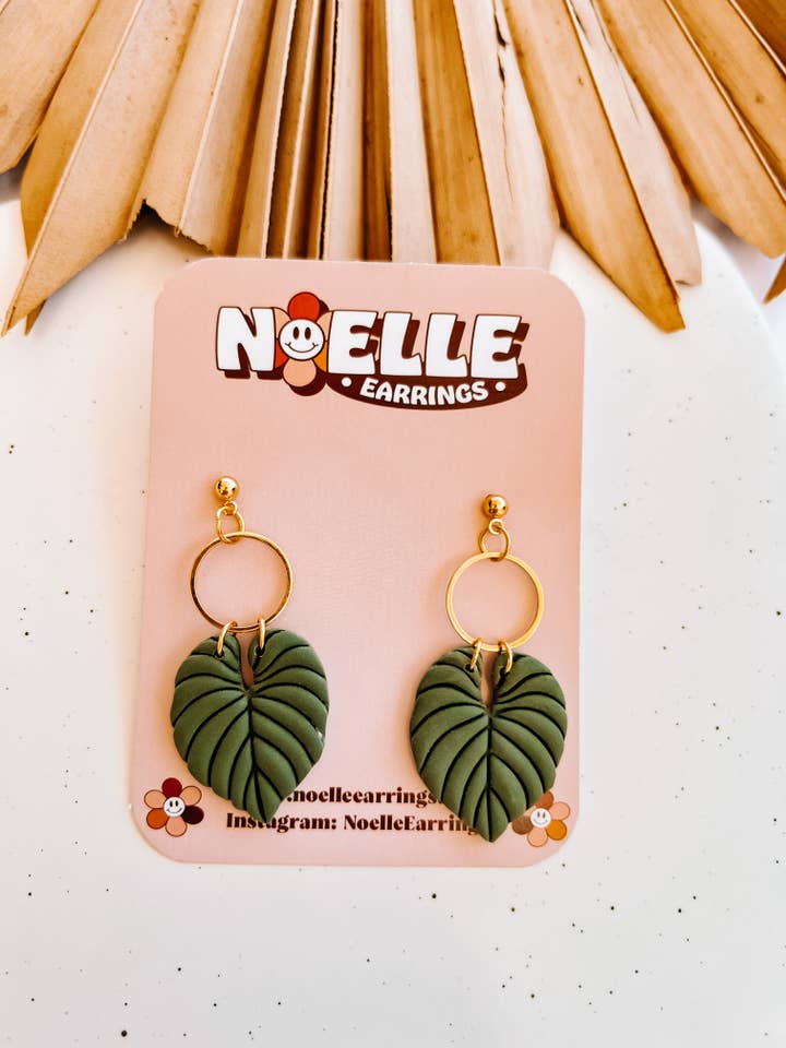 Philodendron øreringe | Polymer Clay øreringe for engroshandel hos Noelle Earrings