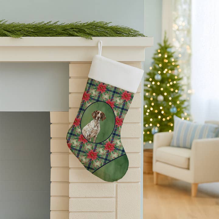 Caroline's Treasures - Wholesale Holiday Stocking - Pets - German Shorthaired Pointer Christmas Poinsettas Stocking WD1