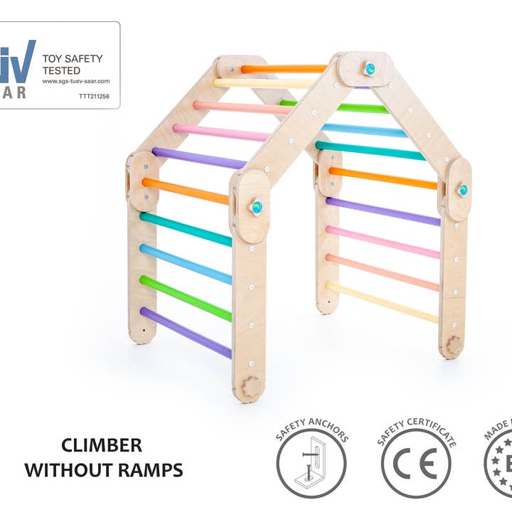 HappyMoon - Wholesale Wood Toy - Kids - Happymoon® Colored Climber, Modifiable Triangle, Montessori