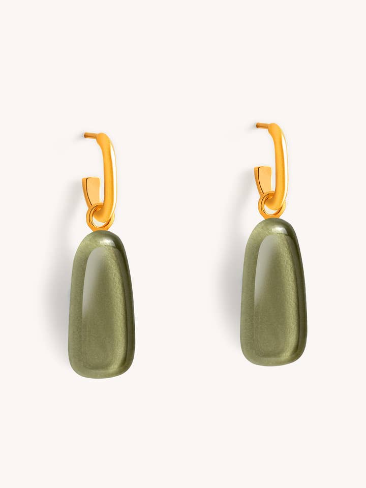 Boucle d'oreille tulipe vert olive — Plaqué or 18 carats pour la vente par Garda