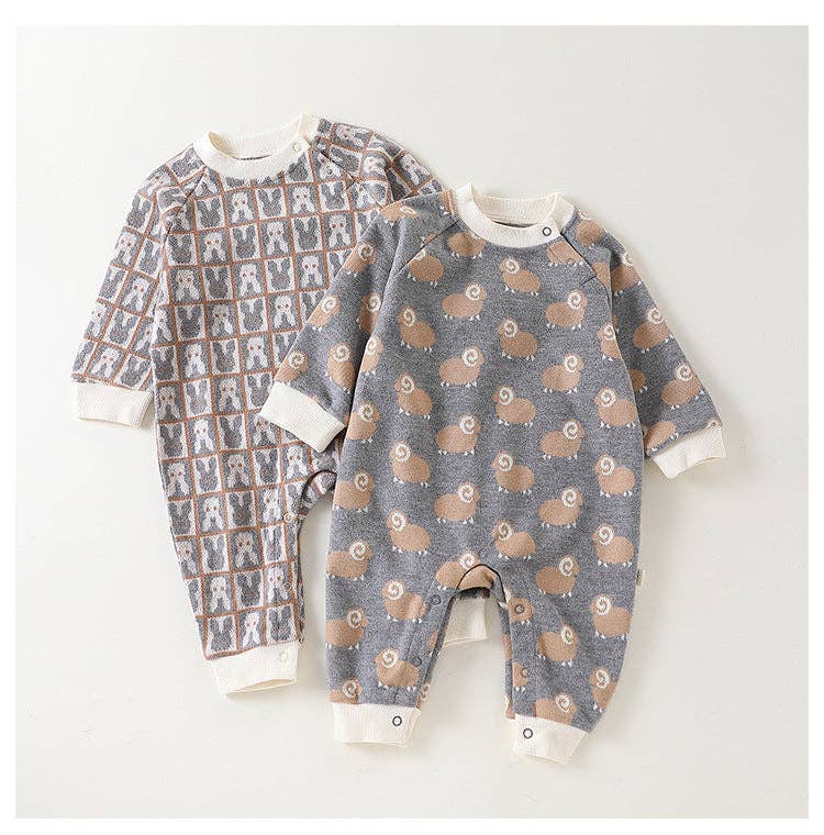 MyKids-USA® – Engroshandel Romper - Baby – Efterår og forår ankomst baby unisex dyremønster langærmet rund hals romper5