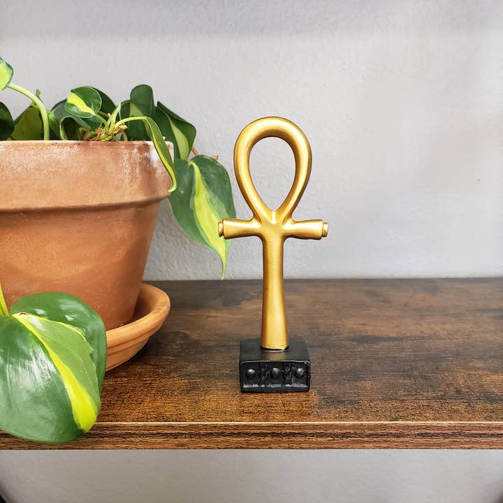 Discoveries, Inc. - Wholesale Decorative Figurine - Egyptian Ankh Statue Golden - 5"1