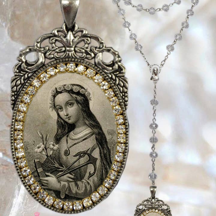 MariaSantissimaShop - Wholesale Pendant/Charm Necklace - Rosary St. Philomena: Patron Saint of Babies, Infants, and Youth Handmade Necklace Catholic Christian Religious Jewelry Medal Pendant