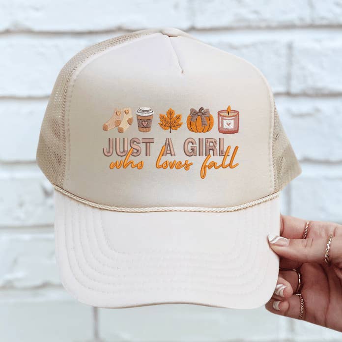 H+P Wholesale - Wholesale Trucker Hat - Women's - Just A Girl Who Loves Fall Trucker Hat0