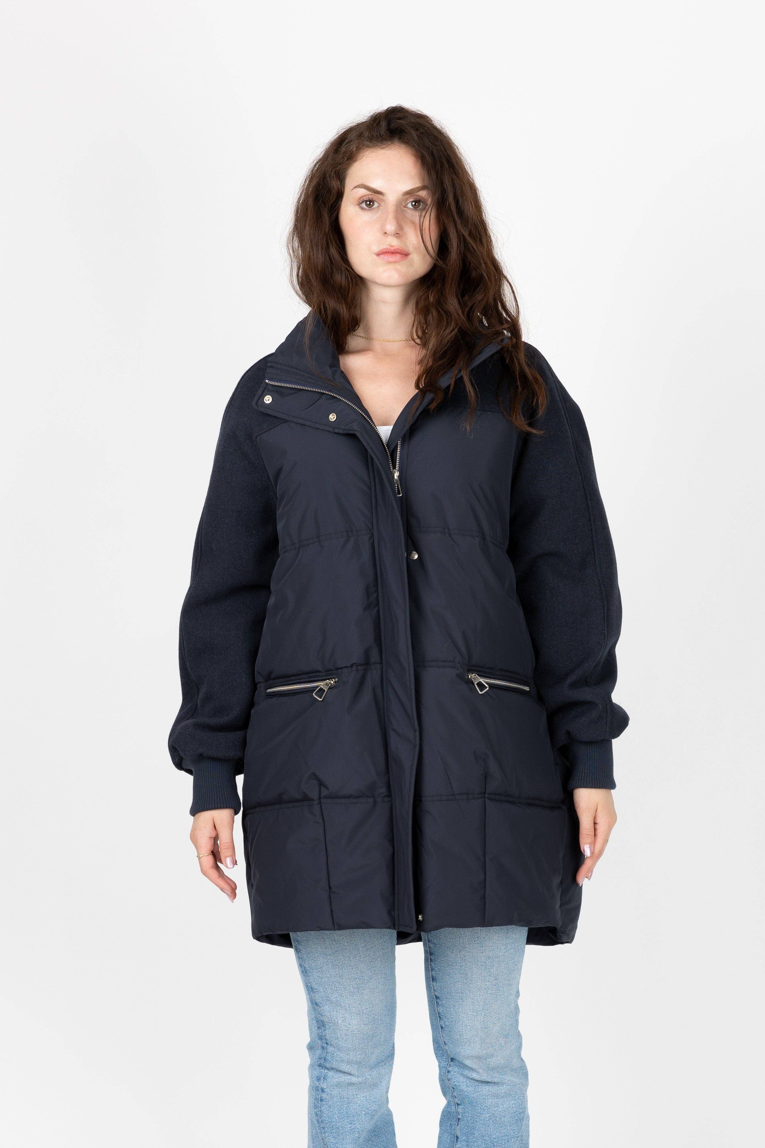 KZELL PARIS - Wholesale Puffer Jacket - Women's - BI-MATERIAL DOWN JACKET WITH WOOL0