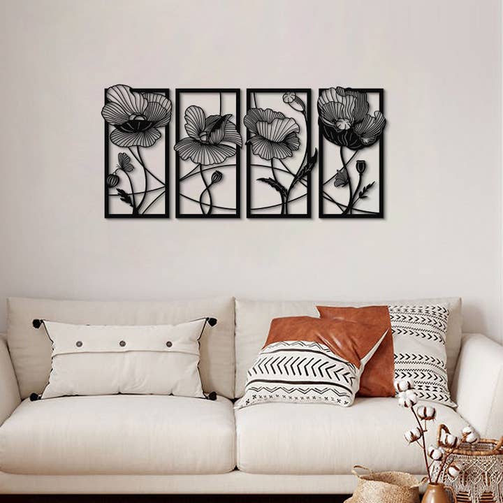 Blossom Metal Wall Art Set of 4 - APT573 for wholesale by NOXART LLC