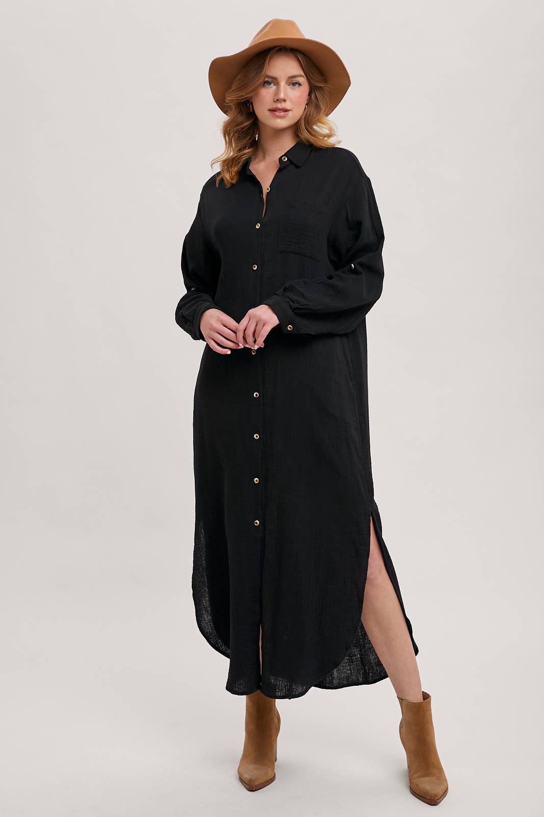Bluivy - Wholesale Dress - Women's - BUTTON UP MAXI SHIRT DRESS WITH POCKET41