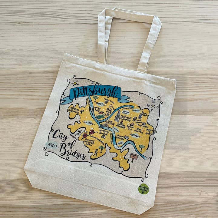 Pittsburgh PA bomuld lærred multetaske for engroshandel hos Gooseberry Designs