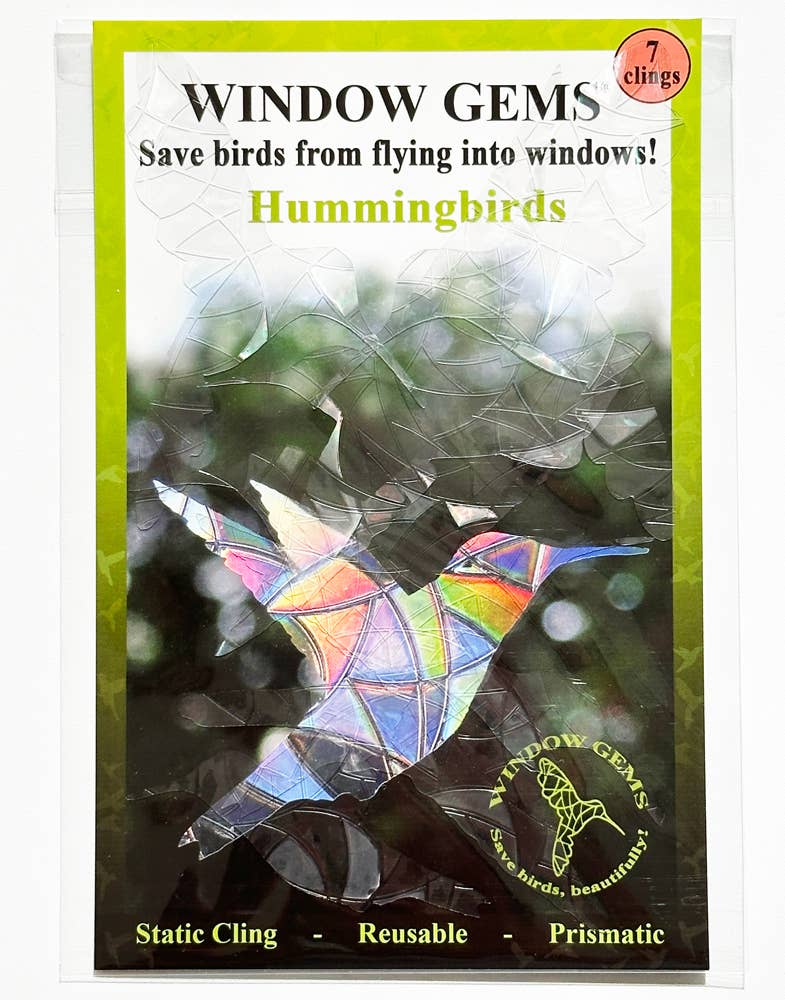 Window Gems - Wholesale Suncatcher - Hummingbird Window Clings,  Prismatic Decals Bird Protection3