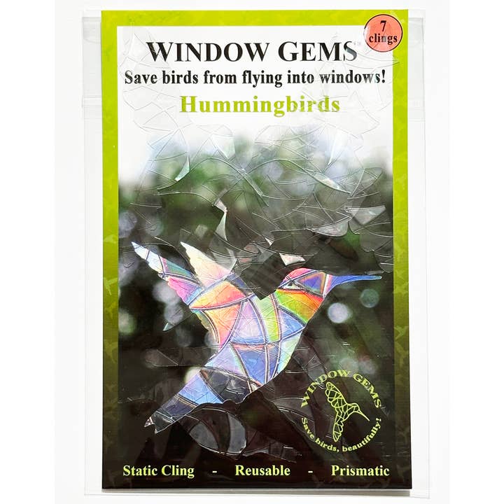 Window Gems - Wholesale Suncatcher - Hummingbird Window Clings, Prismatic Decals Bird Protection3