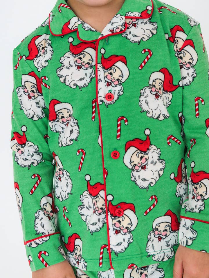 Vert Ensemble de pyjama à manches longues et boutons pour garçons SoftSnooze™ vert Santa Joy en vente sur Faire5