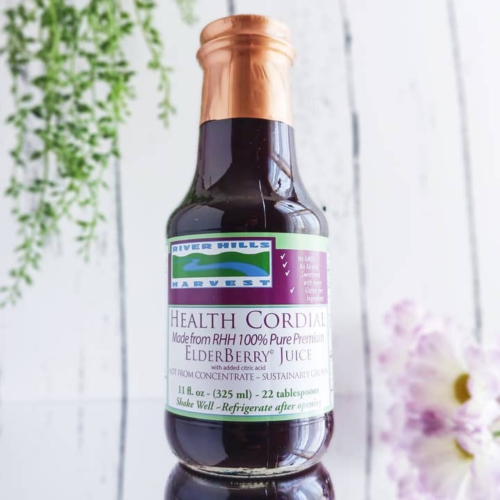 American Elderberry Cordial w/ Honey, Cinnamon and Clove for wholesale by River Hills Harvest