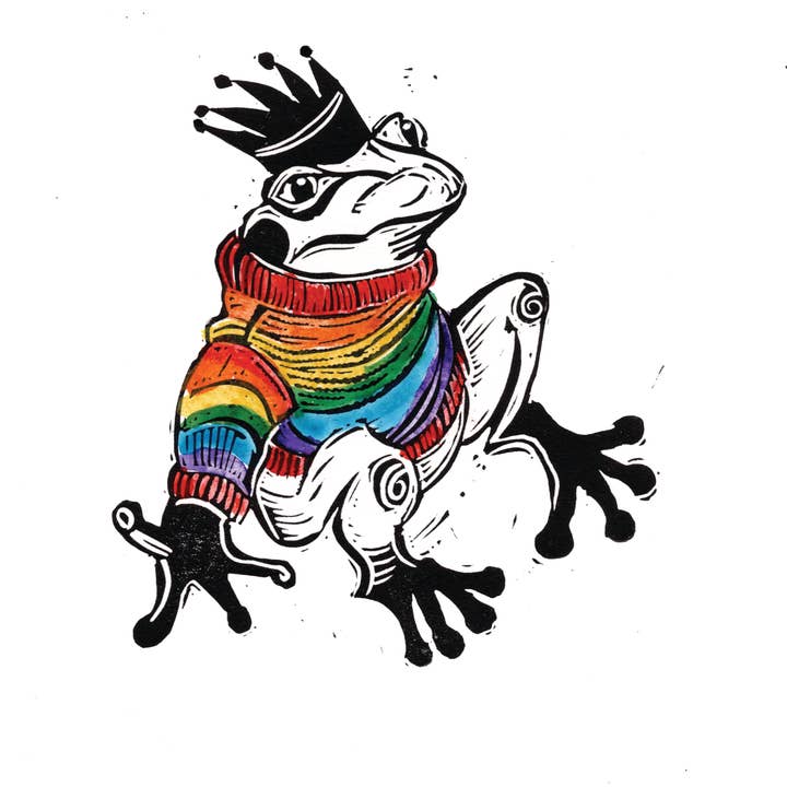 CreativeWithLine - Wholesale Everyday Greeting Card - Rainbow Frog. Blank Art Card