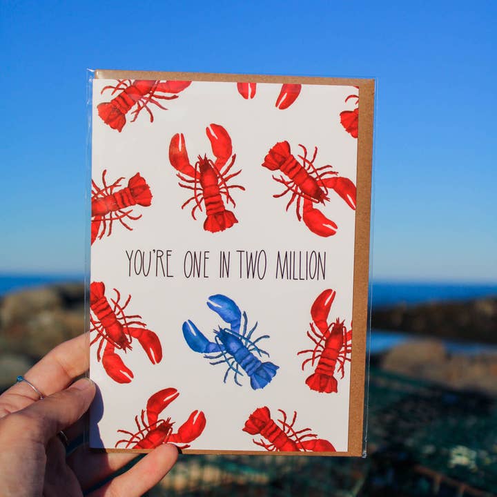 Scribbles and Doodlez - Wholesale Love Card - One in Two Million Maine Lobster | Watercolor Love Card2