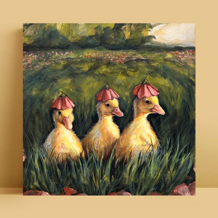 Impression artistique sur de jolis canetons | 8 x 8 pouces | Décoration murale avec animaux de la ferme pour la vente par Doro Marcello