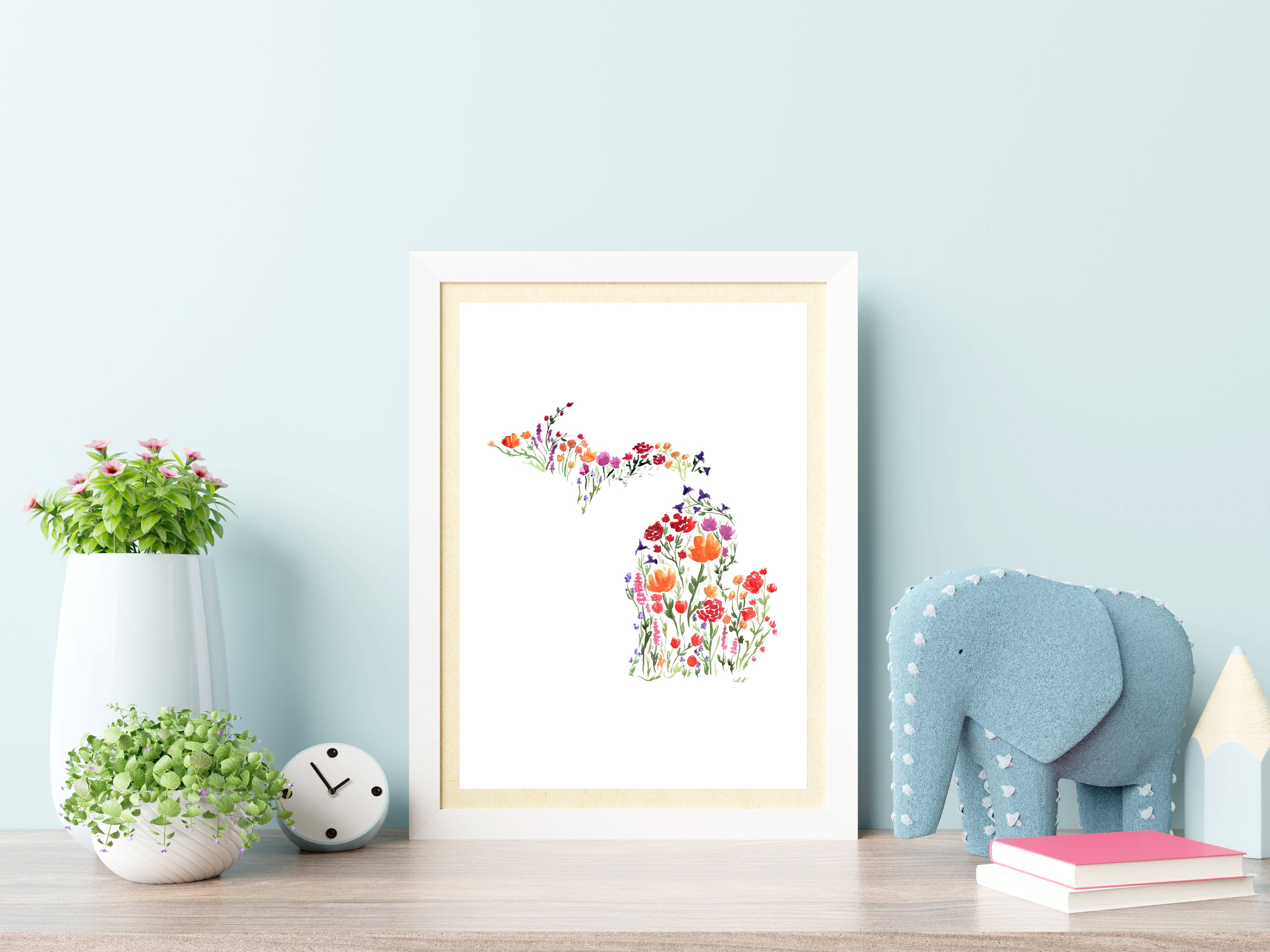 NorthHouse Creative Co. - Wholesale Art Print - Floral Michigan Watercolor Art Print2