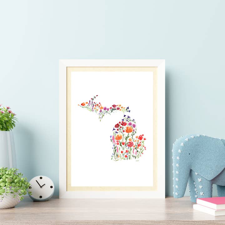 NorthHouse Creative Co. - Wholesale Art Print - Floral Michigan Watercolor Art Print2