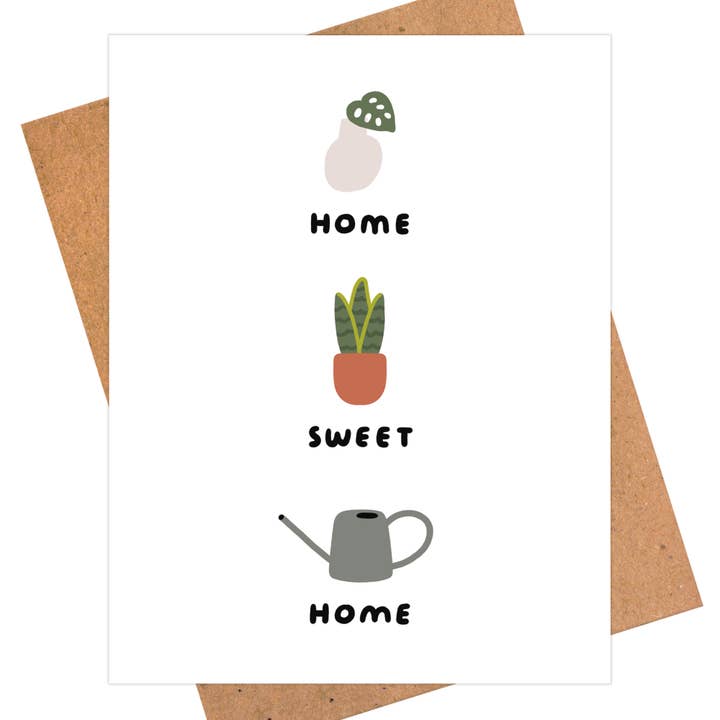 Minimalist Home Sweet Home Plant Lover Greeting Card for wholesale by iej studio