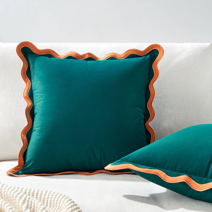 Monday Moose - Wholesale Throw/Decorative Pillow - Maleku Pillow Covers (2-Pack) - Coral/Dark Teal