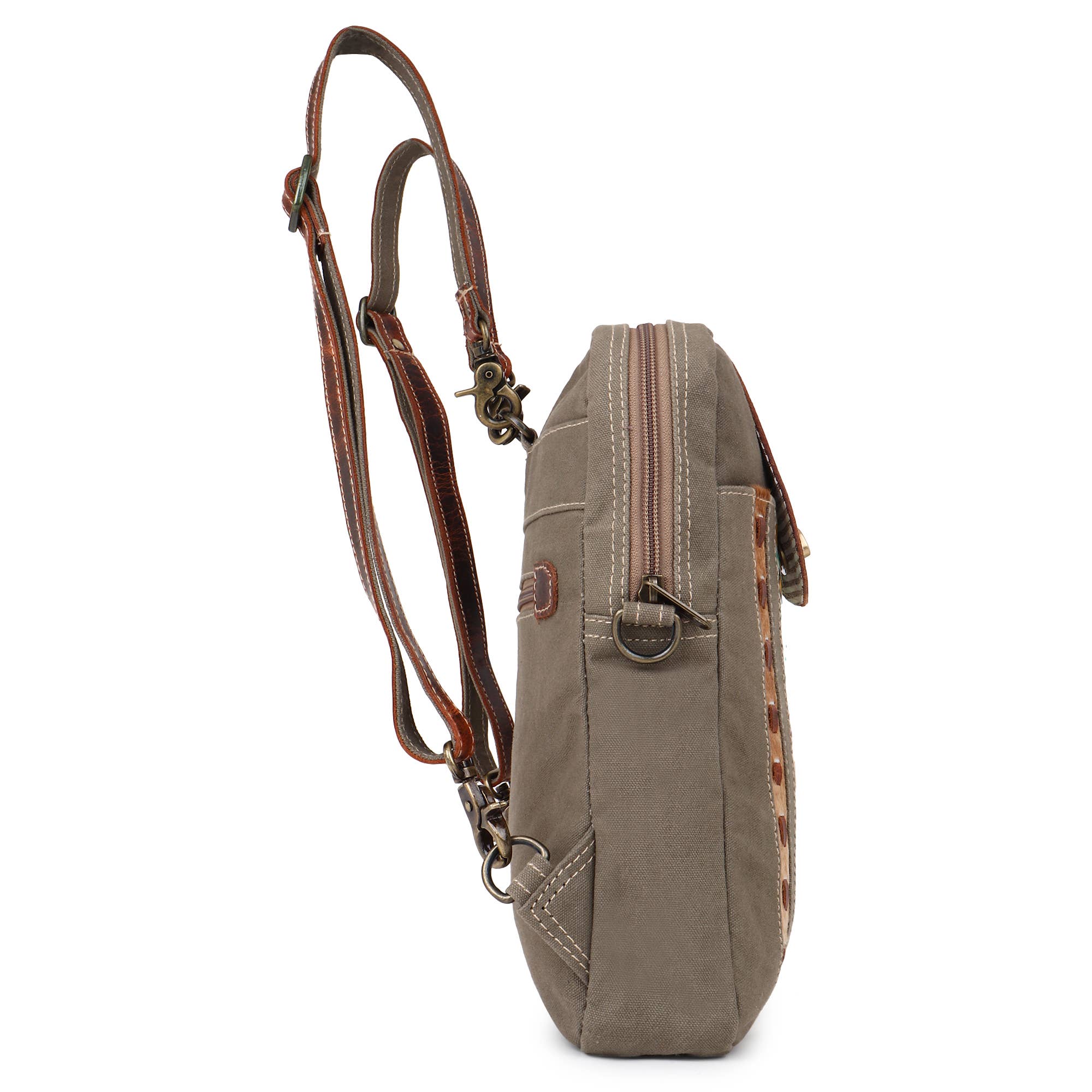 Sixtease Bags USA - Wholesale Backpack - Women's - Canvas Cowhide & Leather Women's Backpack - Gray/Blue2