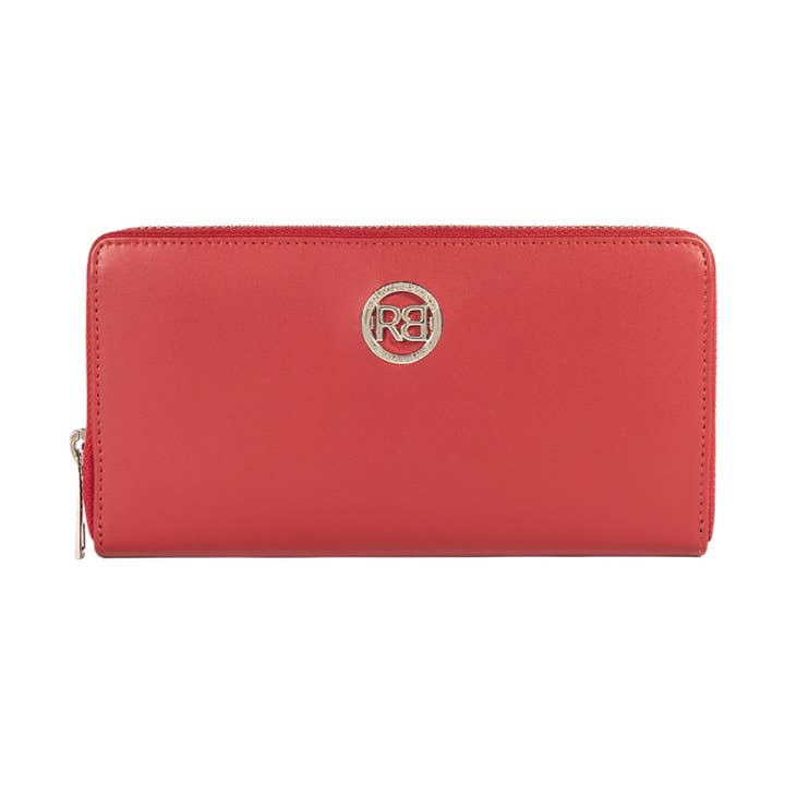 RB1084SV | Portafogli Donna con chiusura lampo Made in Italy in Vera Pelle Liscia Opaca. Colore Rosso. Dimensioni: cm 20 x 10 x 2,5 per la vendita all'ingrosso da parte di Kaili mood / RENATO BORZATTA - Italy since 1978 -
